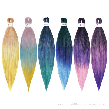Wholesale 90g Hot Water Setting Single Synthetic Cheap Women Braids Extension 2 Tone Hair Blonde Ombre Braids Pre Stretched